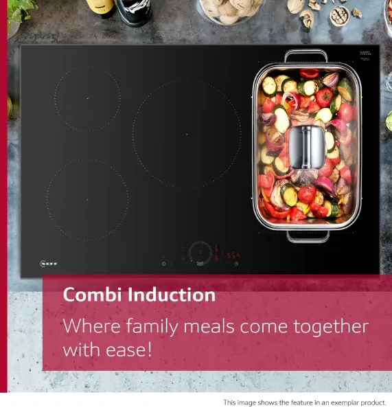 Neff V57YHQ4C0 Flex Design 70cm Induction Hob with Integrated Ventilation System in Black