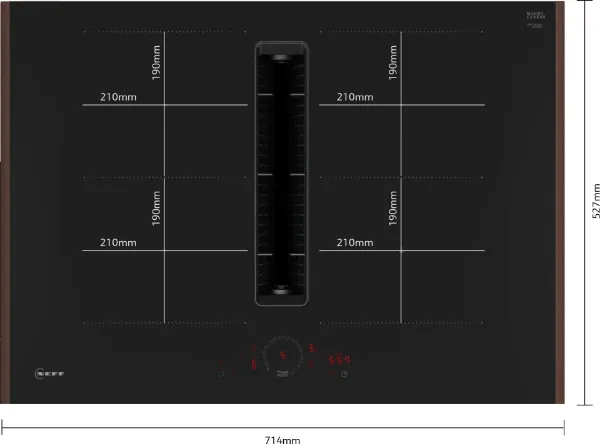 Neff V57YHQ4C0 Flex Design 70cm Induction Hob with Integrated Ventilation System in Black