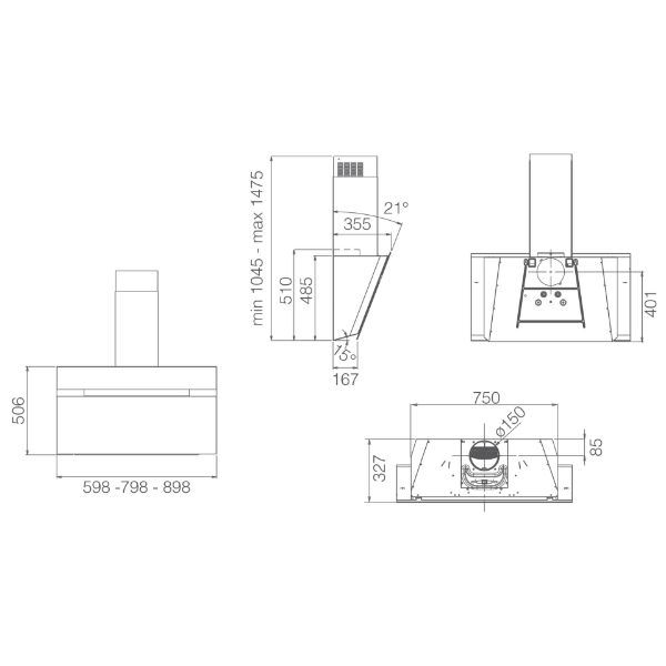 Elica ASC-AT-WH-80 Ascent @ 80cm Wall Mounted Cooker Hood in White