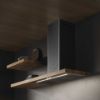 Elica BIO-BLK 90cm Wall Mounted Chimney Cooker Hood in Black/Oak Wood