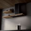 Elica BIO-BLK 90cm Wall Mounted Chimney Cooker Hood in Black/Oak Wood