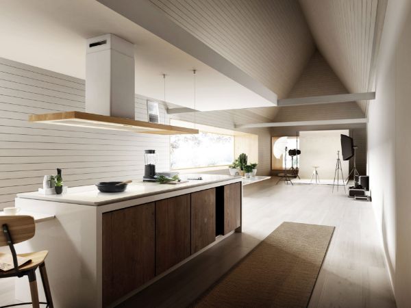 Elica BIO-ISLAND-BLK 120cm Island Cooking Hood in Black/Oak Wood