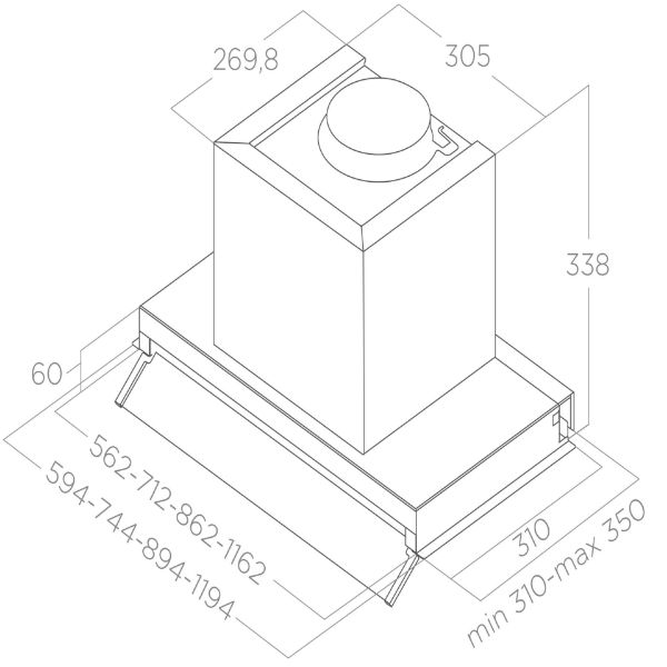 Elica BOX-AD-PLS-B120 Boxin Advance Plus 120cm Integrated Cooker Hood in Black