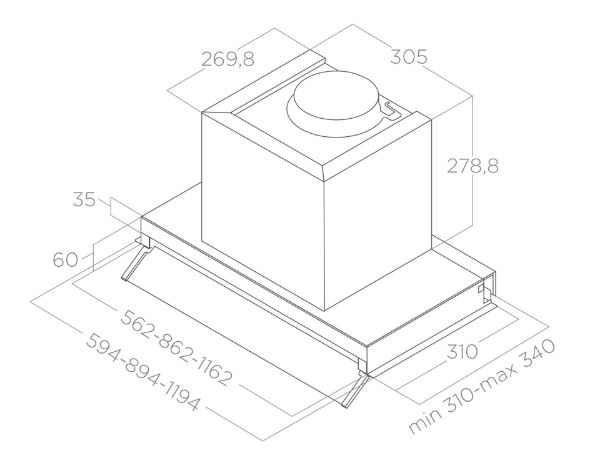 Elica BOXIN-AD-AT-120 Boxin Advance 120cm Integrated Cooker Hood in Stainless Steel
