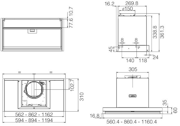 Elica BOXIN-AD-AT-120 Boxin Advance 120cm Integrated Cooker Hood in Stainless Steel