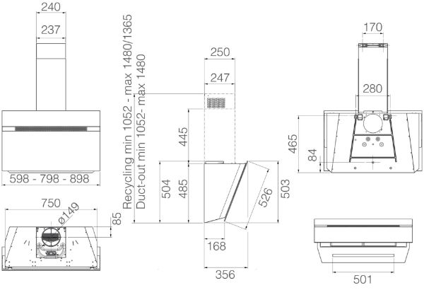 Elica NEAT-WH-80 80cm Wall Mounted Cooker Hood in White