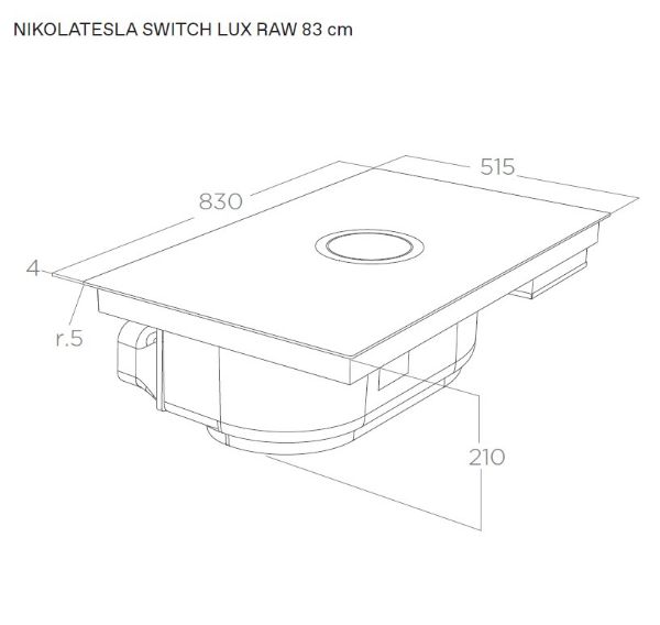 Elica NT-SW-LUX-RA-BA NikolaTesla Switch Lux Raw 83cm Induction Venting Hob with Back Aspiration Kit – Matt Black Glass