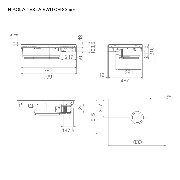 Elica NT-SWH-EVO-WH NikolaTesla Switch Evo 83cm Venting Hob in White