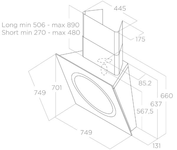 Elica OM-AIR-AT-WH Om Air 75cm Wall Mounted Cooker Hood in White