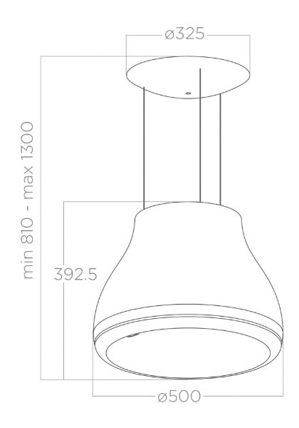 Elica SHINING-IRON 50cm Ceiling Mounted Pendant Cooker Hood - Cast Iron Effect