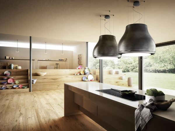 Elica SHINING-IRON 50cm Ceiling Mounted Pendant Cooker Hood - Cast Iron Effect