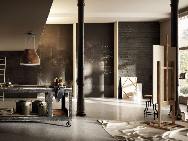 Elica SHINING-RUST 50cm Ceiling-Mounted Pendant Cooker Hood in Rust Finish