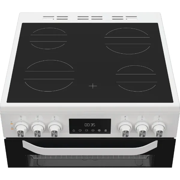 Hotpoint HTE6VDCW 60cm Electric Twin Cooker with Multiflow in White