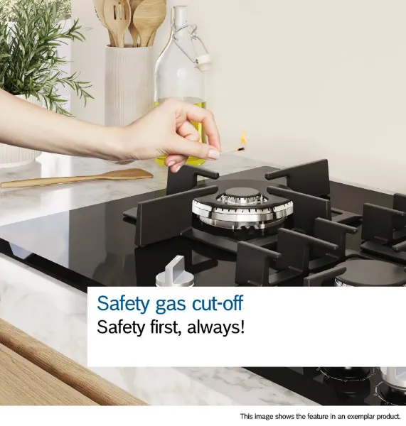 Bosch PPP6A6I40 Series 6 60 cm Gas Hob in Black Tempered Glass