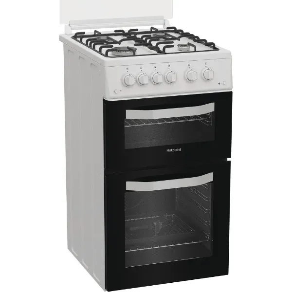 Hotpoint HTG5GCWL 50cm Gas Twin Cooker with Glass Lid in White