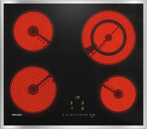 Miele KM6520FR 60cm 4 Zone Ceramic Hob in Black with Stainless Steel Trim