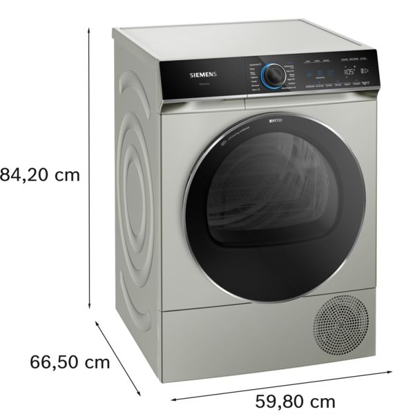 Siemens WQ46B2CXGB 9kg Heat Pump Tumble Dryer in Silver inox