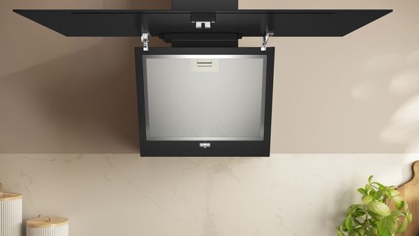 Neff D83IDK1S0B 80cm Wall-Mounted Cooker Hood in Black and Clear Glass