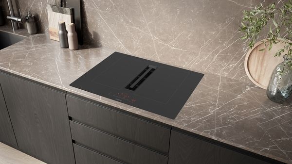 Siemens ED711HQ26E 70cm Induction Hob with Integrated Ventilation System in Black
