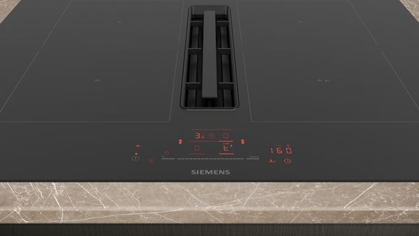 Siemens ED711HQ26E 70cm Induction Hob with Integrated Ventilation System in Black