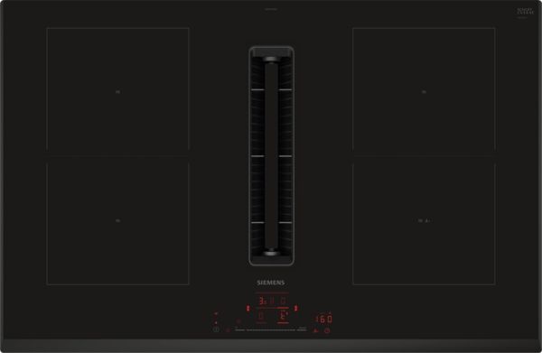 Siemens ED851HQ26E 80cm Induction Hob with Integrated Ventilation System in Black