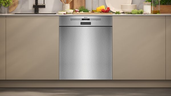 Neff S145HTS01G Semi-integrated Dishwasher in Brushed Steel