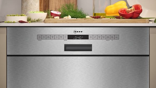 Neff S145HTS01G Semi-integrated Dishwasher in Brushed Steel
