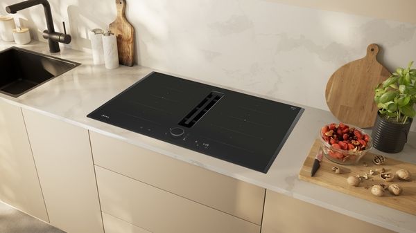 Neff V68AUX4C0 80cm Induction Hob with integrated ventilation system in Black