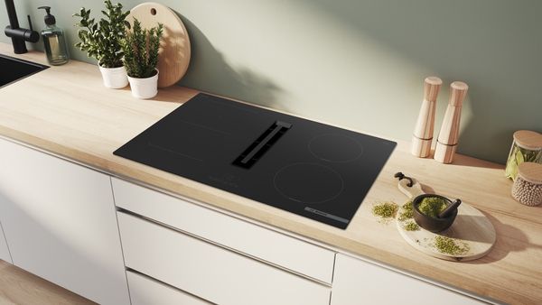 Bosch PVS811B16E Induction Hob with Integrated Ventilation System in Black