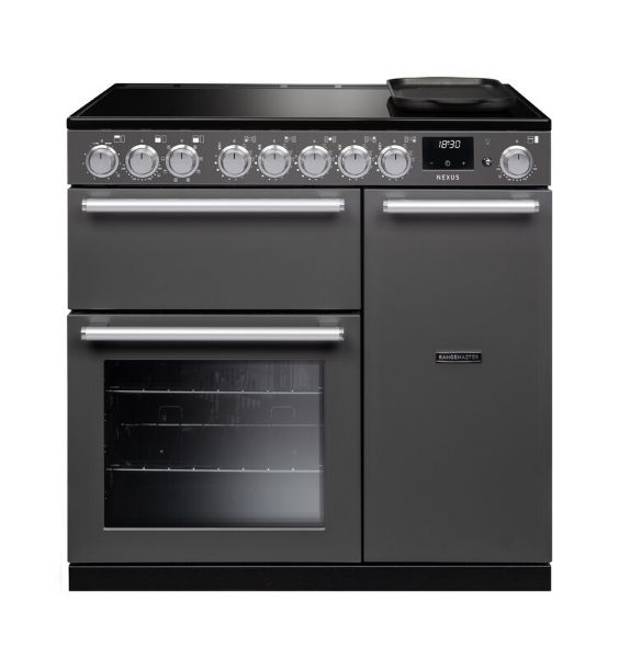 Rangemaster 16369 Nexus 90 Induction Range Cooker in Slate with Chrome Trim - NEX90EIPSLT/CM1