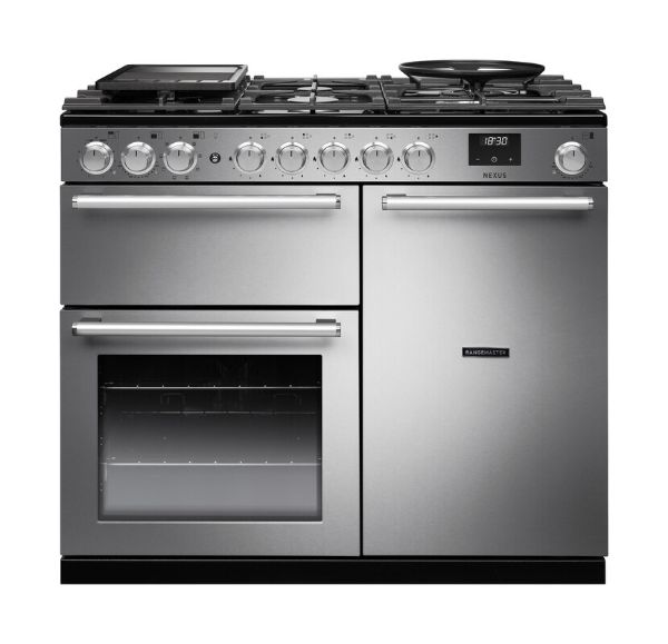 Rangemaster Nexus 100 Dual Fuel Range Cooker in Stainless Steel with Chrome Trim - NEX100DFSTST/CM1