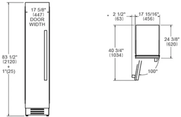 Bertazzoni FRZ455UBLXTT 45 cm Built-in Freezer Column Left Hinge in Stainless Steel 