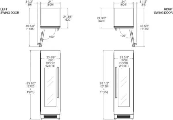 Bertazzoni WC605BLX2T 60 cm Built-in Wine Cellar Column Left Hinge in Stainless Steel 