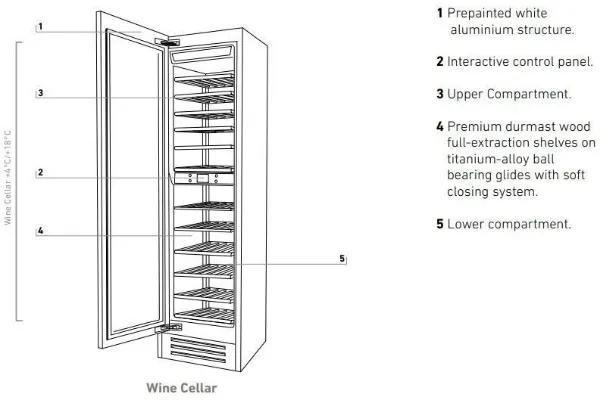 Bertazzoni WC605BLX2T 60 cm Built-in Wine Cellar Column Left Hinge in Stainless Steel 