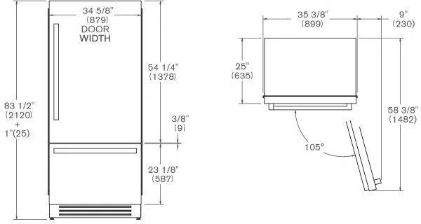Bertazzoni REF905BBRXTT 90cm Premium Fridge Freezer Right Hand Hinged in Stainless Steel