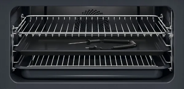 AEG GK7NK62FB 59.5cm Compact Combi Microwave Oven - Gloss Black with Steel Trim