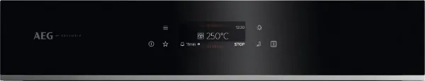 AEG GE7CP61FB 59.4cm Built In Electric Double Oven - Gloss Black with Steel Trim