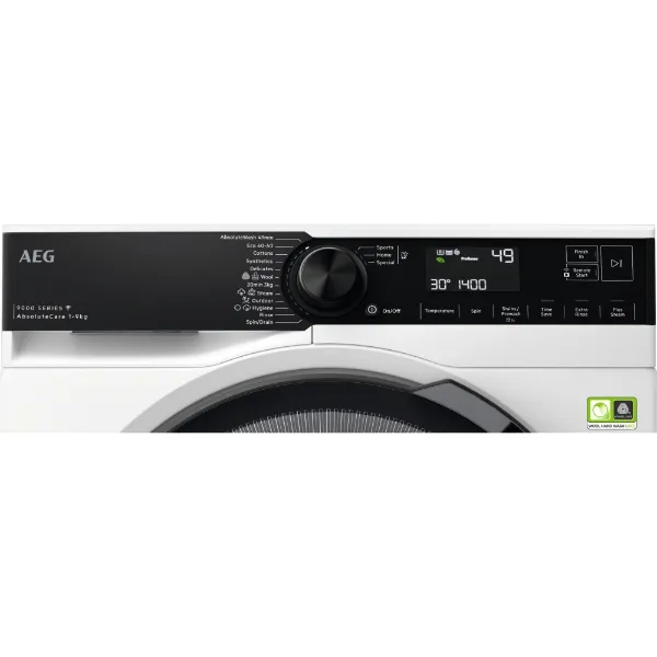 AEG LFR94946WS 9000 AbsoluteCare® 9kg Washing Machine White_Control Panel Close Up