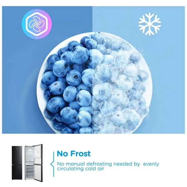 Midea MDRB379FGD30 54.7cm 60/40 Total No Frost Fridge Freezer - Black