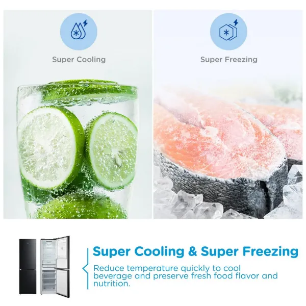 Midea MDRB379FGD30 54.7cm 60/40 Total No Frost Fridge Freezer - Black