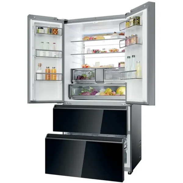 Haier HFR79F19DFGB  No Frost Multi-Door Fridge Freezer - Glass Inox Look
