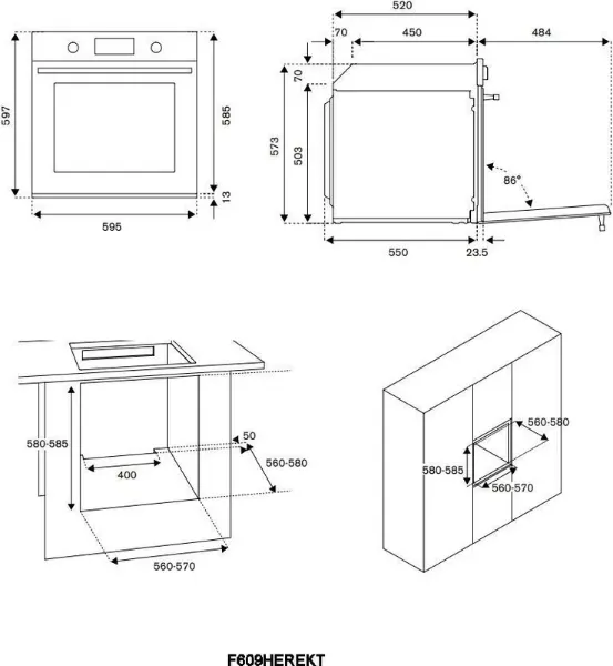 Bertazzoni F609HEREKTNE Heritage Series 60cm Electric Built-In Oven in Matt Black
