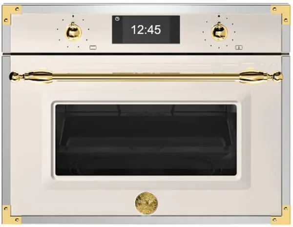 Bertazzoni F457HERVTAG Heritage Series TFT 45cm Built-In Combi Steam Oven in Ivory/Gold
