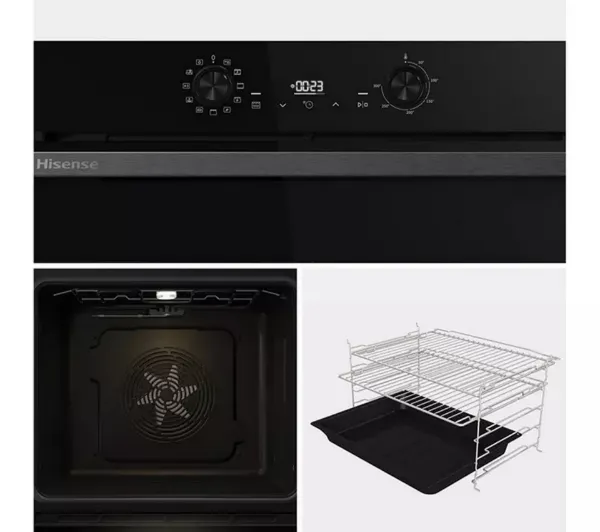 Hisense BI622ABPGUK  Built In Electric Single Steam, Plug & Play Oven - Jet Black