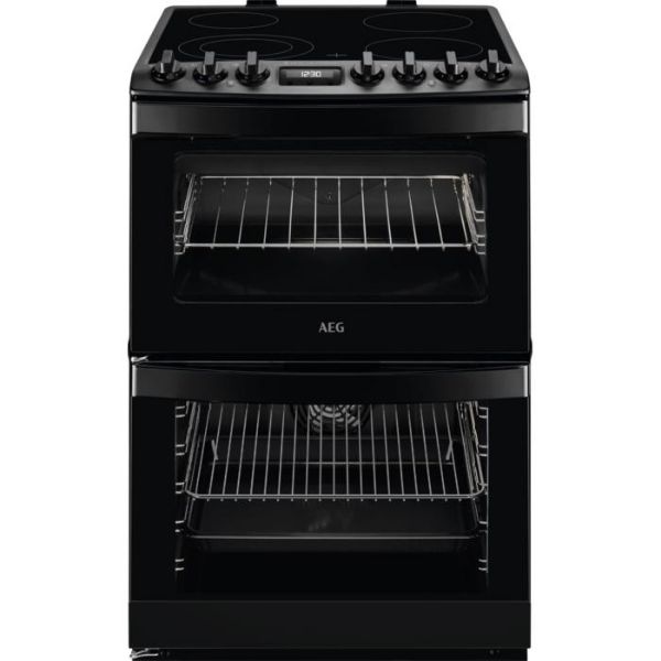 AEG CCB6741MCB 6000 SteamBake 60cm Freestanding Electric Ceramic Cooker Matte Black_Front View