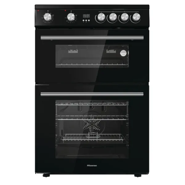 Hisense HDE3211BBUK 60cm Double Oven Electric Cooker with Ceramic Hob - Black
