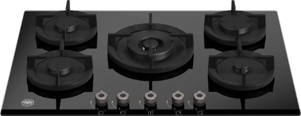 Bertazzoni P755CPROGNE Professional Series 75cm 5 Burner with Wok Burner Gas Hob in Black Glass