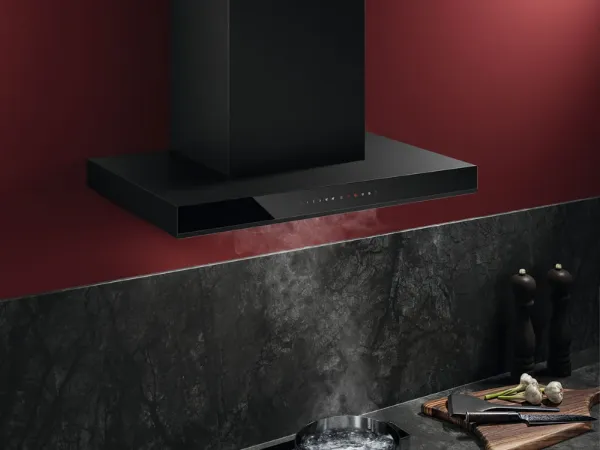 AEG GB87D71CB 8000 AuroraTech Wall Mounted Cooker Hood Black_Lifestyle View
