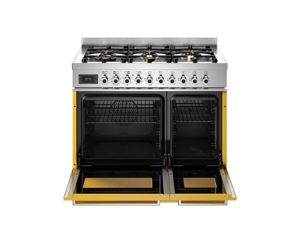 Bertazzoni PRO96L2EGIT2 Professional 90cm Double Dual Fuel Range Cooker in Yellow