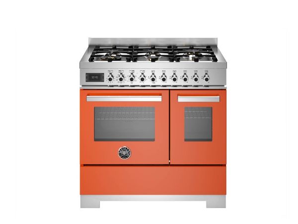 Bertazzoni PRO96L2EART2 Professional 90cm Double Dual Fuel Range Cooker in Orange
